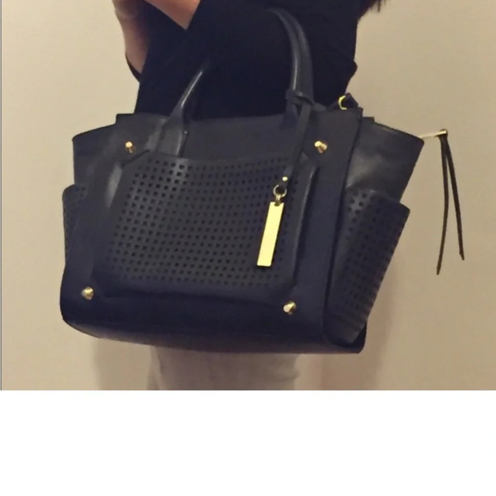 BLOGGERS FAVE! NWT Vince Camuto Peri Leather Satchel w Shoulder Strap- tan/black